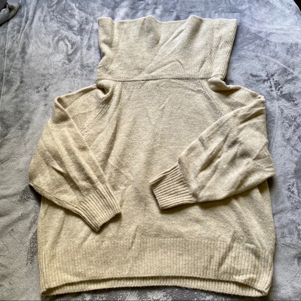 NWOT Cream Off Shoulder/Cowl Neck Sweater